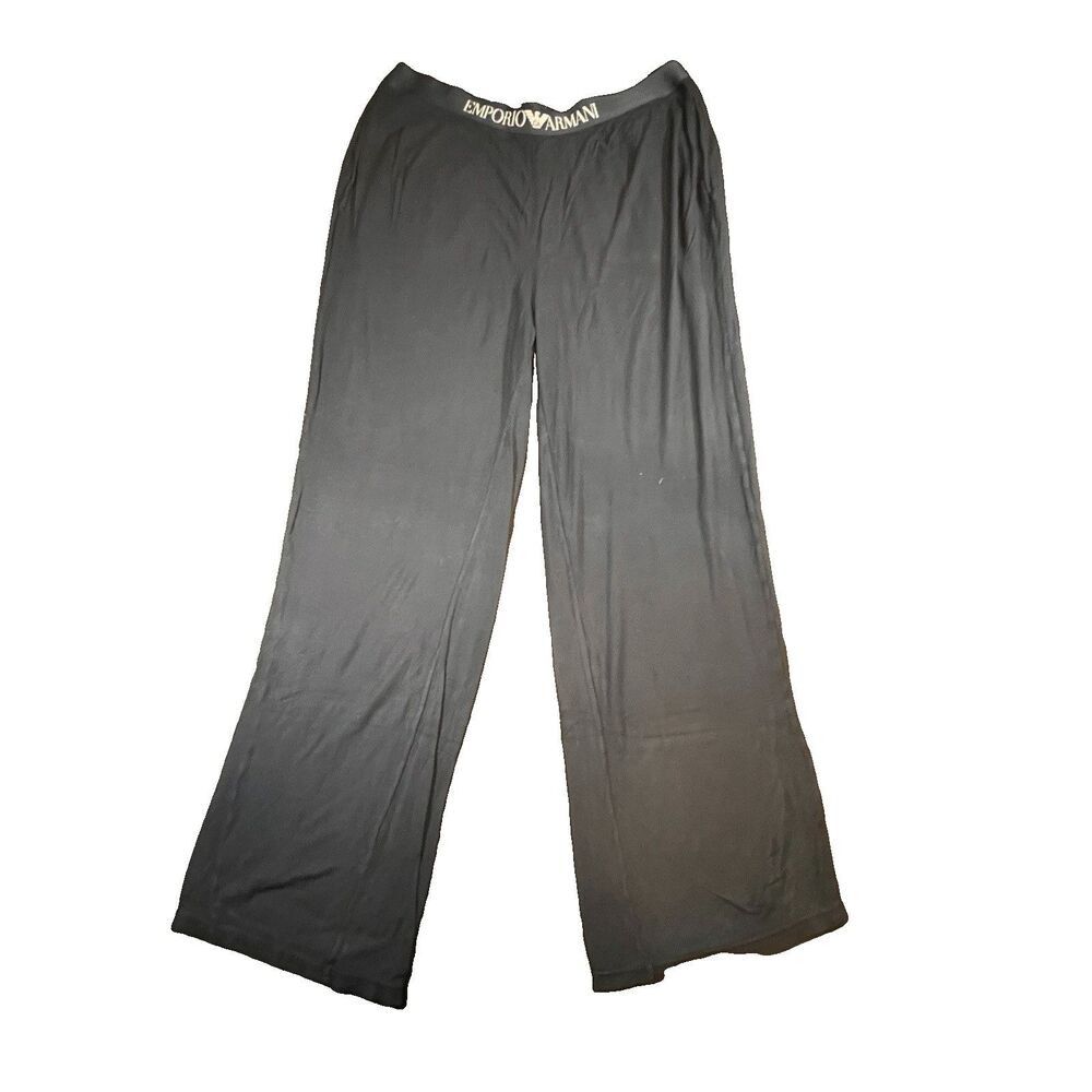 Emporio Armani Navy Ribbed wide-leg 100% Vicose lounge pajama pants XL